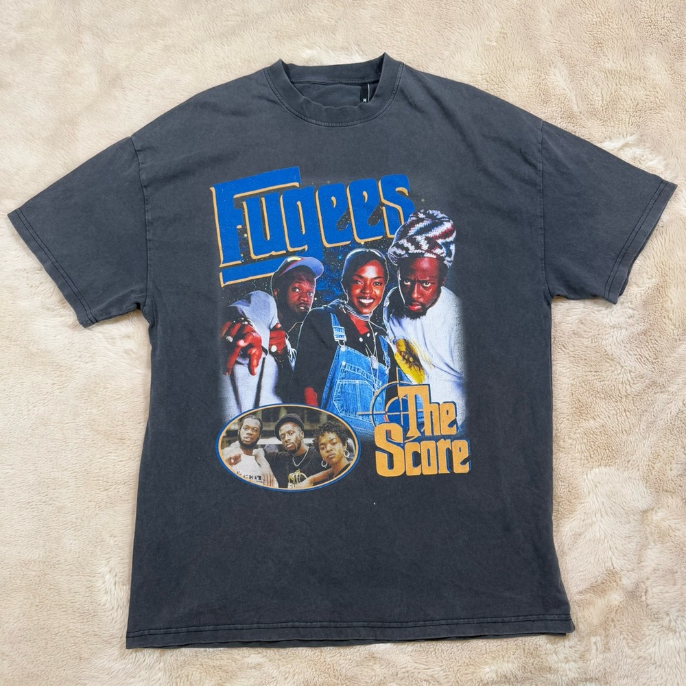Fugees Vintage Style The Score Album Washed Black T-Shirt Sz M